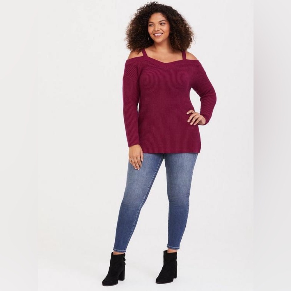 Torrid size (22/24) Burgundy Off-Shoulder Sweater - Picture 5 of 11